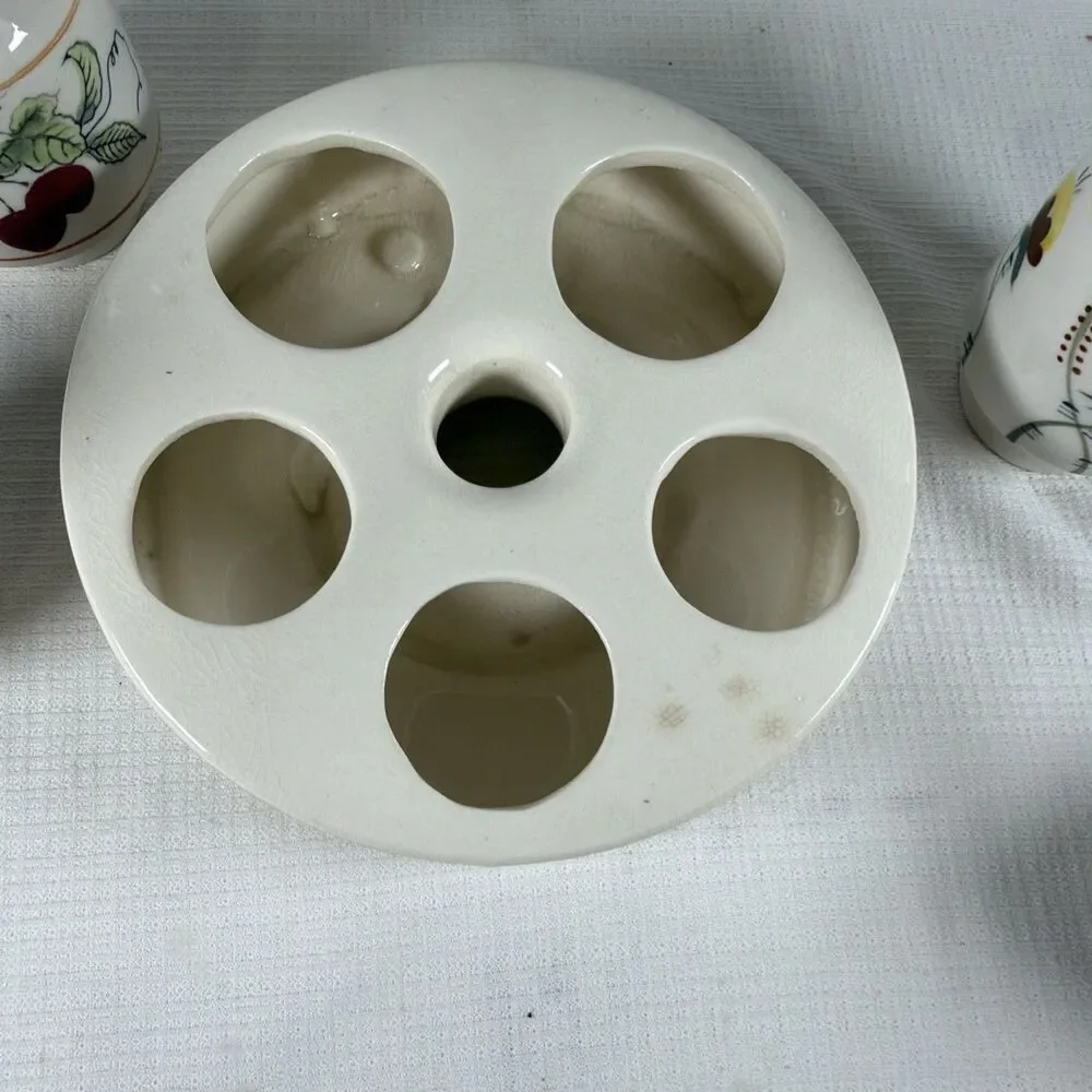 Vintage Nasco Del Coronado Condiment Caddy Set Fruit As Is Missing Tops No Spoon